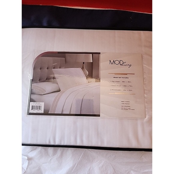 MODERN LIVING True White TWIN SHEET SET NEW Smo 6408 - Picture 8 of 9